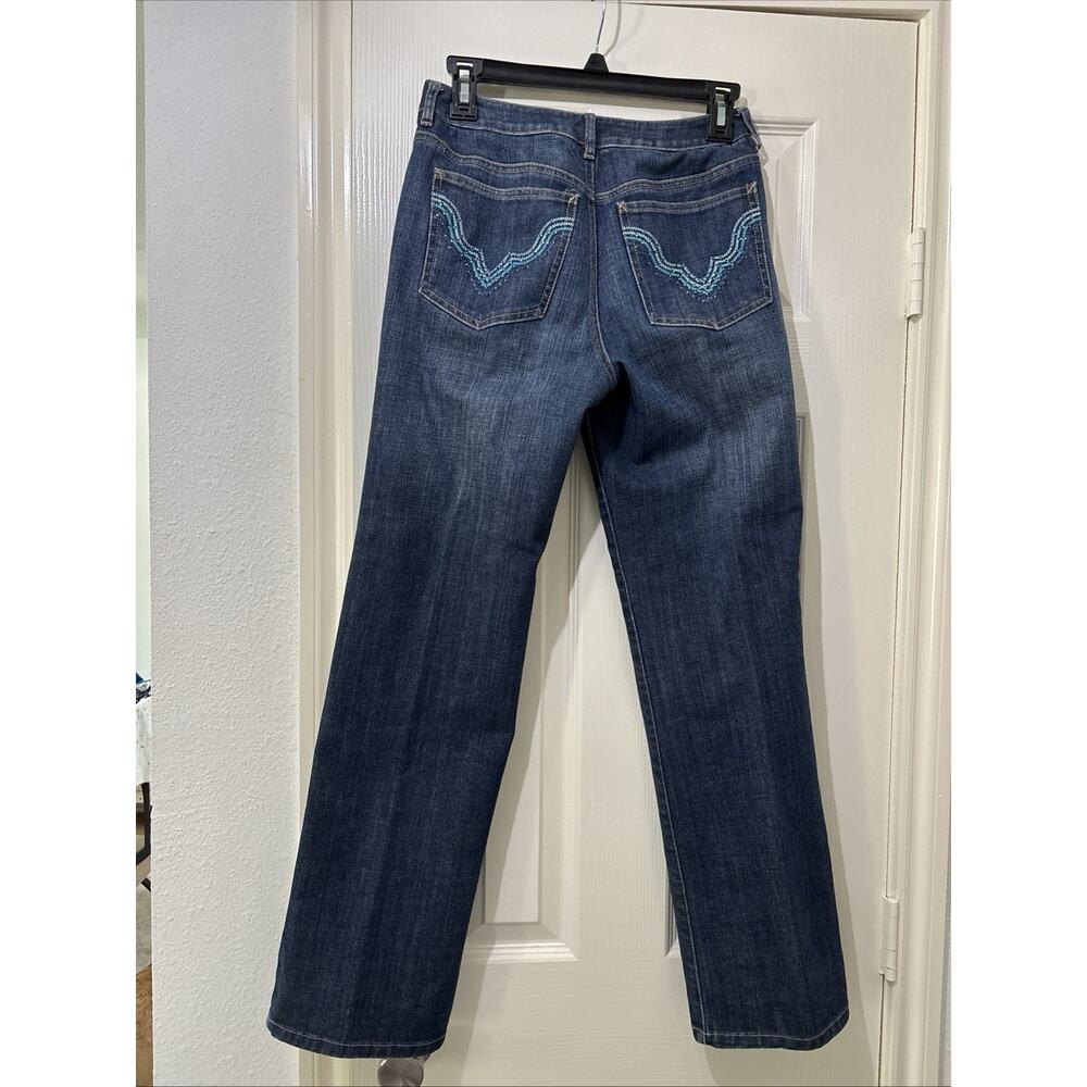 Talbots Petites Embroidered Jeans Size 2P Rhinestones Straight Dark Wash